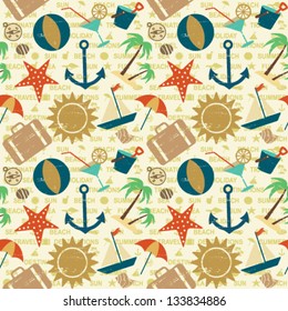 Summer and sea related seamless pattern