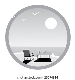 Verano, mar, descanso. Vector.