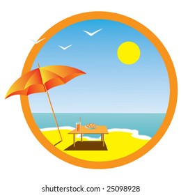 Verano, mar, descanso. Vector.