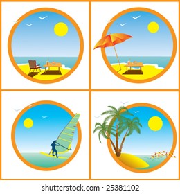 Verano, mar, descanso. Vector.