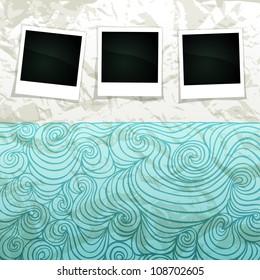 Summer Sea Scrapbook Banner mit leeren Rahmen für Ihre Fotos, Vektorgrafik eps10