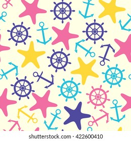 Summer sea seamless pattern in bright colors