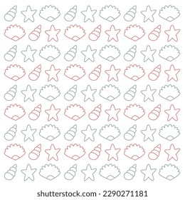 SUMMER SEA SHELLS PATTERN, TEXTURE, BACKGROUND, WALL ART, TEXTILE VECTOR