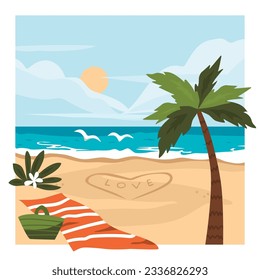 Summer sea shore landscape. Vector illustration