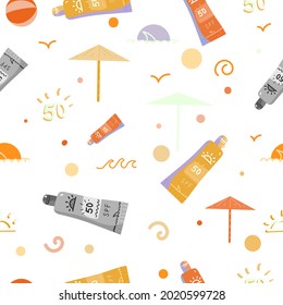 summer sea spf protection vector seamless pattern background