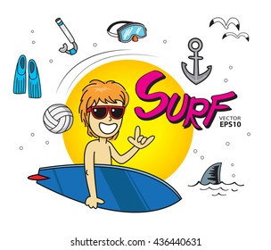 summer sea surfing diving