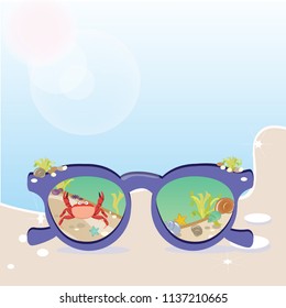 summer sea vector banner in blue sky background