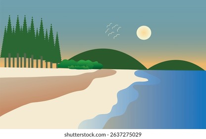 Summer sea view can be used as a background.