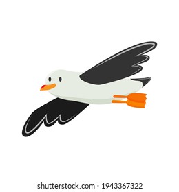 summer seagull. beach sea albatross. stock vector illustration of a bird on a white background.