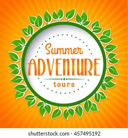 summer seal design component for travel agency label banner or booklet pattern vacation summertime scenery tour abstraction scene yellow tourism earth sunrise orange gold leaf mark sea sun riviera shi