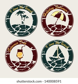 summer seals over white background vector illustration