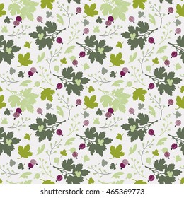 Summer seamless background with a branch of gooseberries. Vector illustration