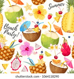 Summer seamless cocktail background