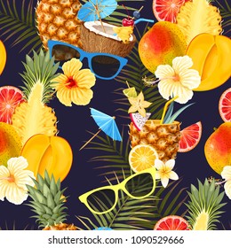 Summer seamless cocktail background