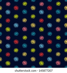 Summer seamless colorful background with flower polka dots. Vector illustration