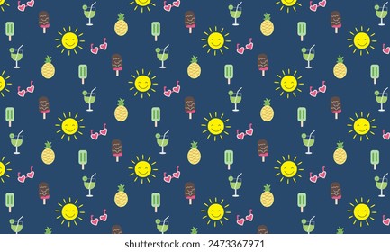 Summer seamless continuous pattern vector background