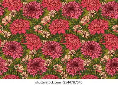 Verano sin patrón floral. Floración mezclada con hierbas, hojas y plantas de prado. Colorido estampado de flores de fondo. Vector dibujado ilustración. Ornamento de la Naturaleza para los diseños, tela, textiles