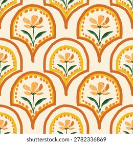summer seamless flower and leaf decoration with water color texture.
