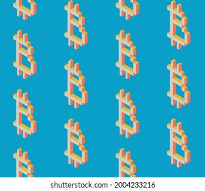 Summer seamless geometric pattern with the image of money, banknotes, currencies. Euro, dollar, yen, ruble, bitcoin. Vector design for web banner, business presentation.