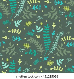 Summer seamless with herbs. Hand drawing. Seamless pattern for fabric, paper and other printing and web projects.