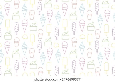 patrón de helado sin costuras de verano, ideal para envolver, textil, Fondo de pantalla, tarjeta de felicitación- Ilustración vectorial
