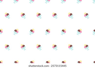 Summer seamless ice cream pattern. Great for wrapping, textile, wallpaper, greeting card, covers, phone cases, backgrounds, prints, social media. Children's fun summer print. Vector illustration