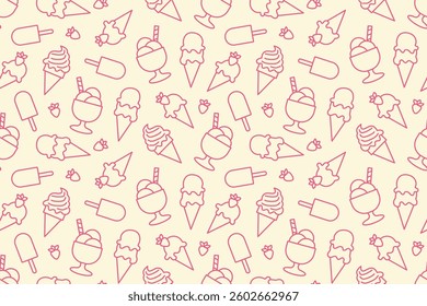 summer seamless ice cream pattern, great for wrapping, textile, wallpaper, greeting card- vector illustration