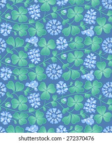 Summer seamless natural background with flowers and leaves. Clover pattern