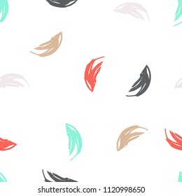 Summer Seamless pattern with abstract ornament. Colorful ink Dry brush. Pastel colors. Hand drawn background.