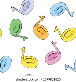 Summer seamless pattern Animal life ring on background Vector illustration