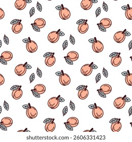summer seamless pattern with apricot berry