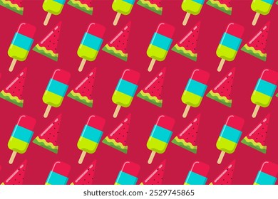 Summer seamless pattern background with summer icons