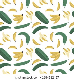 summer seamless pattern, bananas and palm trees, vector illustration 