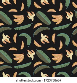 summer seamless pattern, bananas and palm trees, vector illustration
