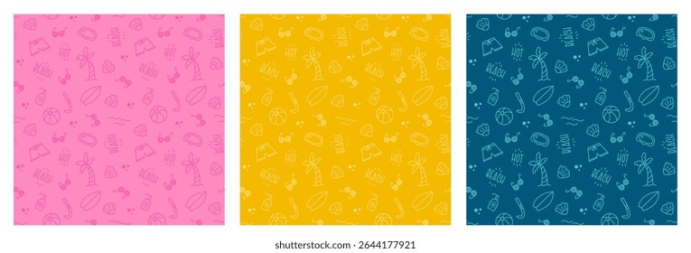 Summer Seamless Pattern. Beach Design Elements. Endless Backgrounds. 