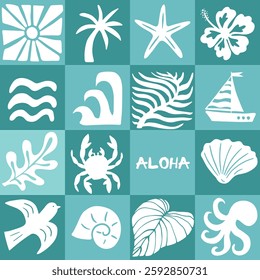 Summer seamless pattern, beach life elements Print for textile and fabric