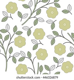 Summer seamless pattern with beauty flowers and leaves isolated on white background can be used for design fabric, wrapping paper, package, covers, linen and more ideas.