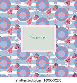 Summer Seamless Pattern with berries and fruits. From Summer Collection Vector Illustration