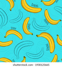 Summer seamless pattern. Bright print with banana style.