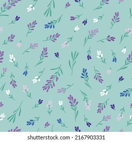 Patrón veraniego sin costuras con pinceles de flores de lavanda. Impresión de estilo vintage para textil, papel pintado, cubiertas, superficie. Fondo floral. Vector.