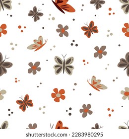 PATRÓN DE VERANO INSEGURO CON MARIPOSAS Y FLORES. se pueden utilizar en ropa para niños, manteles y ropa de cama