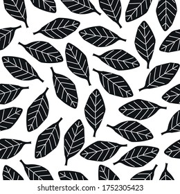 Sommernahtloses Muster mit Cartoonblättern. bunter Vektorgrafik, handgezeichnet. Design für Gewebe, Druck, Textilien, Wrapper