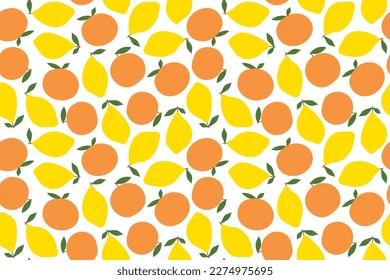 cítricos de patrón ininterrumpido de verano- ilustración vectorial