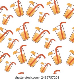 Summer seamless pattern with cocktail. Flying background for congratulations, invitations, wrapping paper production, textiles and web design.