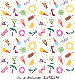 Summer seamless pattern, colorful and playful background