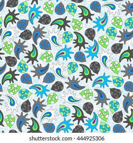 summer seamless pattern with colorful shells, can be used for textile,background, wrapping