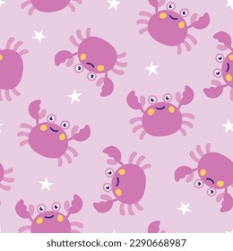 Summer seamless pattern Crab seamless pattern Summer background