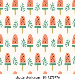 Summer seamless pattern. Cute ice cream background