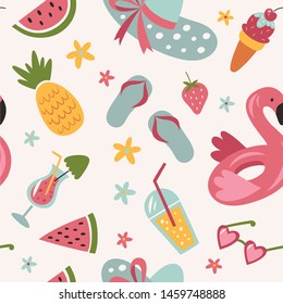 Summer seamless pattern. Cute vector illustration.