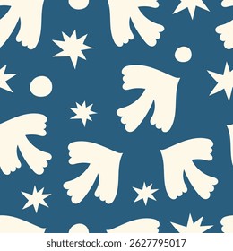 Summer seamless pattern design with doodle bird. Vector summer concept design for background, fabric, textile, wall art design.